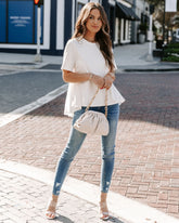 Lanora Short Sleeve High Low Knit Top - White