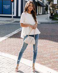 Lanora Short Sleeve High Low Knit Top - White