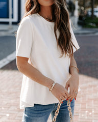 Lanora Short Sleeve High Low Knit Top - White