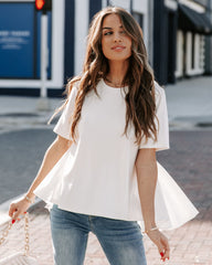 Lanora Short Sleeve High Low Knit Top - White