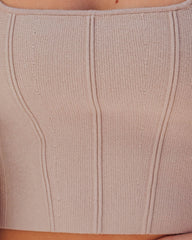 Lara Square Neck Knit Crop Top - Khaki