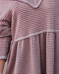 Larsa Thermal V-Neck Peplum Top - Mauve