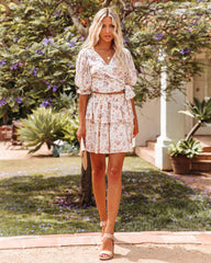 Lavinia Chiffon Floral Ruffle Wrap Blouse