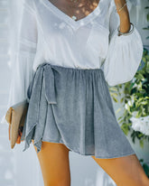 Leelee Woven Tie Skort - Charcoal