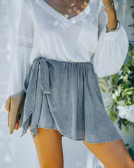 Leelee Woven Tie Skort - Charcoal