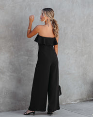 Legend Has It Strapless Ruffle Jumpsuit - Black - SALE