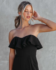 Legend Has It Strapless Ruffle Jumpsuit - Black - SALE