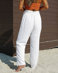 Leila Belted Linen Trouser Pants