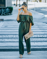 Leiland Off The Shoulder Jumpsuit - Olive