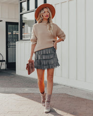 Leja Faux Suede Fringe Mini Skirt