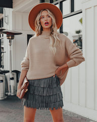 Leja Faux Suede Fringe Mini Skirt