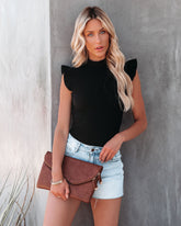 Let Me See Your Halo Ribbed Top - Black