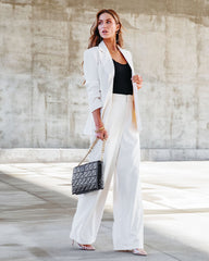 Level Up Pocketed Wide Leg Pants - Ivory