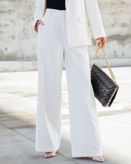 Level Up Pocketed Wide Leg Pants - Ivory