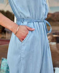 Levi Pocketed Chambray Jumpsuit - Light Wash