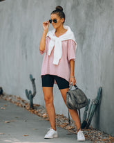 Lewie Unfinished Thermal Tee - Blush