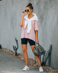 Lewie Unfinished Thermal Tee - Blush
