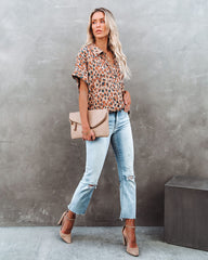 Lights Out Leopard Button Down Top