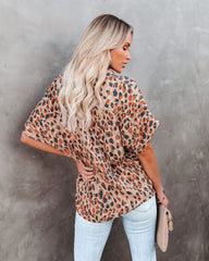 Lights Out Leopard Button Down Top
