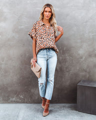 Lights Out Leopard Button Down Top