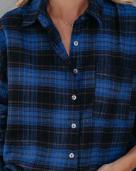 Linden Cotton Blend Plaid Button Down Top