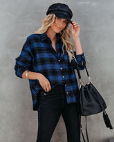 Linden Cotton Blend Plaid Button Down Top