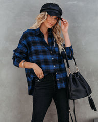 Linden Cotton Blend Plaid Button Down Top