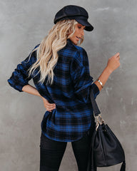 Linden Cotton Blend Plaid Button Down Top