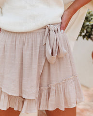 Linley Woven Ruffle Wrap Skort - Taupe