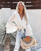 Liselle Bell Sleeve Lace Tie Top
