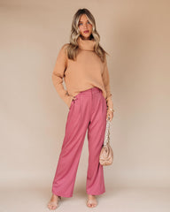 Live A Little Pocketed Wide Leg Pants - Mauve