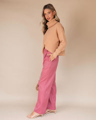 Live A Little Pocketed Wide Leg Pants - Mauve