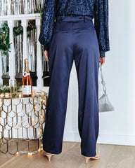 Live A Little Pocketed Wide Leg Pants - Navy