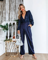 Live A Little Pocketed Wide Leg Pants - Navy