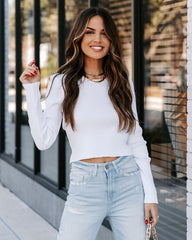 Livvy Crop Ribbed Knit Tie Top - White