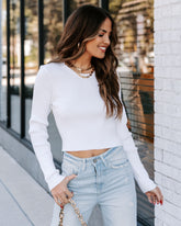 Livvy Crop Ribbed Knit Tie Top - White