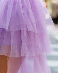 Liza High Low Tiered Tulle Maxi Skirt - Lilac - SALE