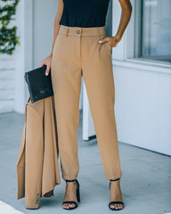 Long Shot Pocketed High Rise Trousers - Camel