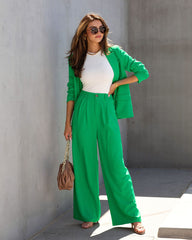Long Shot Pocketed Wide Leg Pants - Kelly Green