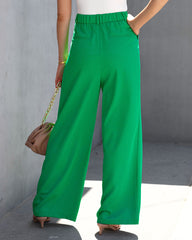Long Shot Pocketed Wide Leg Pants - Kelly Green