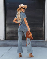 Longmont Pocketed Flared Denim Jumpsuit