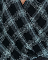 Lonzo Cotton Plaid Bell Sleeve Top - Black