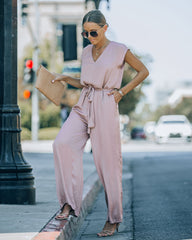 Look At Me Now Satin Pocketed Wide Leg Jumpsuit - Mocha