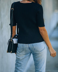Loretta Ribbed Knit Crop Top - Black