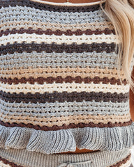 Lorie Cotton Crochet Crop Top - Grey Mocha