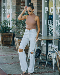 Louie Sleeveless Mock Neck Crop Top - Vintage Mocha