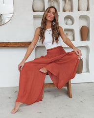 Lounge Life Smocked Pocketed Pants - Terracotta