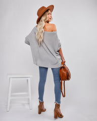 Lovell Boat Neck Thermal Knit Top - Grey