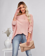 Lovell Boat Neck Thermal Knit Top - Pink
