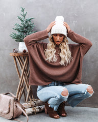 Lovell Boat Neck Thermal Knit Top - Wood